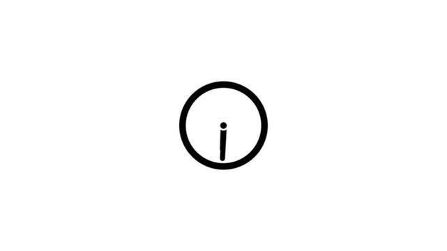 A simple black clock with two hands showing time isolated on a solid white background for digital interface and web application navigation