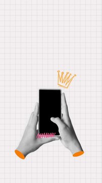 Phone in hand cutout for reel social media content