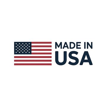 Made in usa label with american flag icon