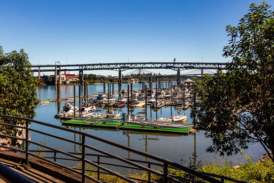 Portland Marina area in Willamette River in Oregon, USA