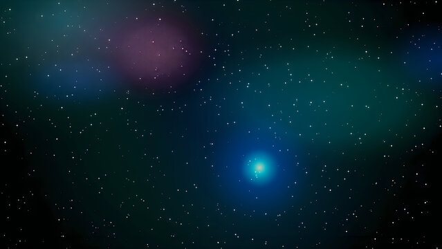 Bright blue comet flying through starry space