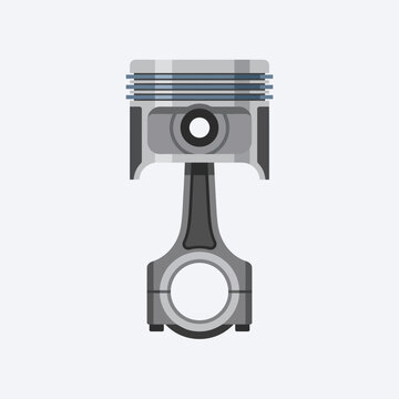 Flat vector illustration of engine piston with connecting rod