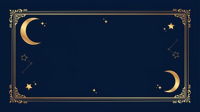 Golden decorative border surrounds a dark starry night background theme.