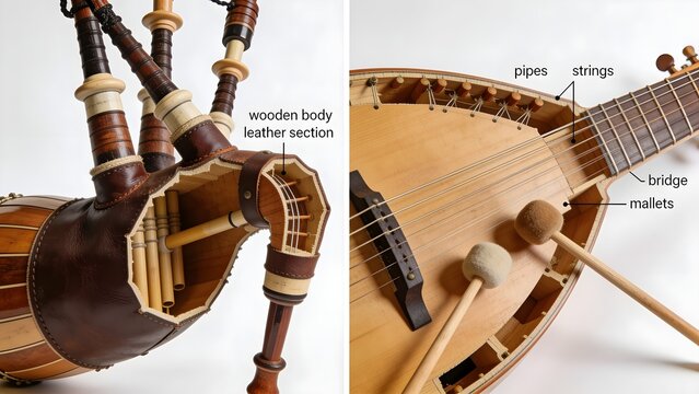 Czech Dudy and Cimb&aacute;l Instrument Diagram