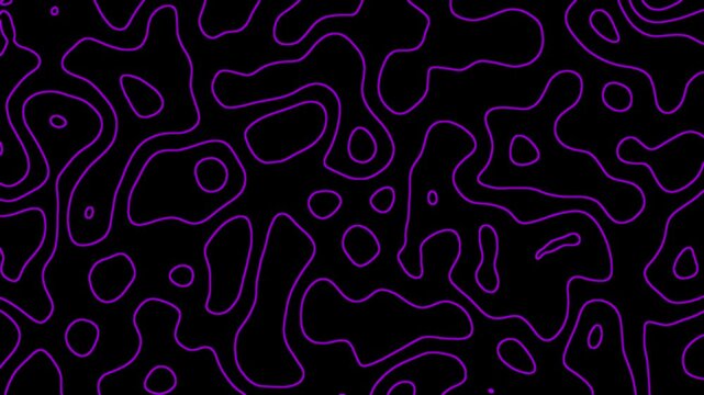 Abstract Purple Neon Contour Lines Moving Slowly Across A Dark Background In A Seamless Loop Motion.