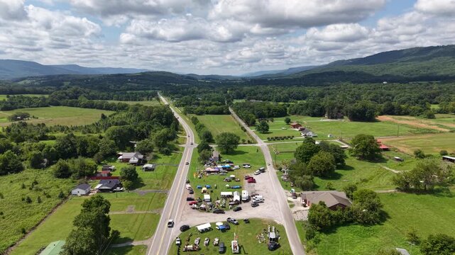 Aerial View of Pikeville, Tennessee Along the Historic 127 Yard Sale Route