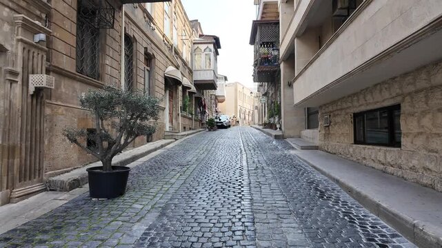 A view of the historic Inner City in Baku, the capital of Azerbaijan. This city, located within the historic city walls, attracts great interest from tourists.