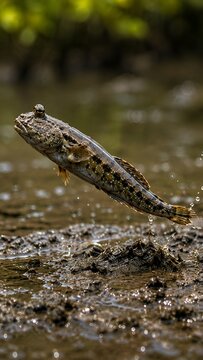 mudskipper fish climbing tree fish out of water.amazing fish.
