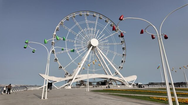 This Ferris wheel in Baku, the capital of Azerbaijan, is a center of attention for tourists. It is known as the eye of Baku.