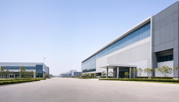 Modern glass office building complex exterior in daylight with building architecture corporate exterior business structure contemporary commercial development daylight headquarters