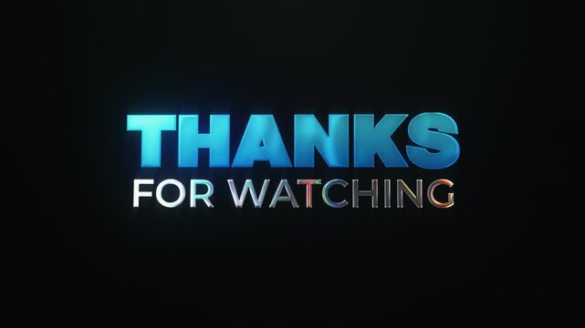 Animated Thanks For Watching Text Overlay on Dark Background