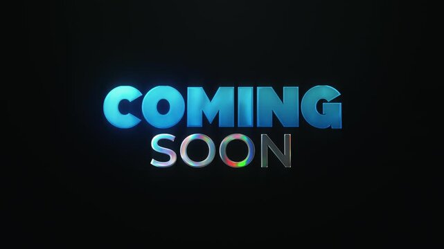 Coming Soon Text Animation with Glowing Blue Letters