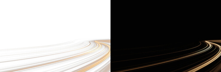 Abstract glowing bronze orbital line onwhite and  black background, luxury light trace overlay. Minimalist dark gold horizon backdrop, elegant corporate presentation slide design PNG © Aura Canvas