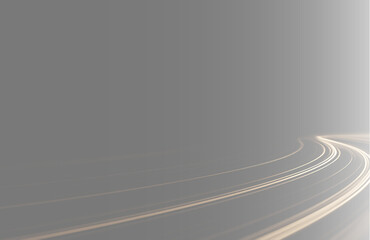 Abstract glowing bronze orbital line on black background, luxury light trace overlay. Minimalist dark gold horizon backdrop, elegant corporate presentation slide design PNG © Aura Canvas