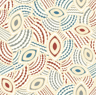 Seamless geometric abstract pattern with stylized oval eye shapes, seamless