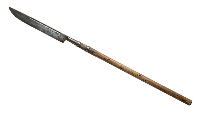 Ancient Medieval Polearm Weapon Isolated on a Clean White Background Studio Shot