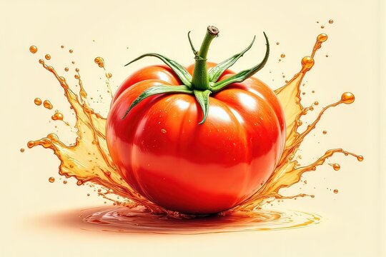 pomodoro fra schizzi d'acqua