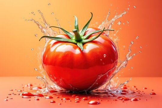 pomodoro fra schizzi d'acqua