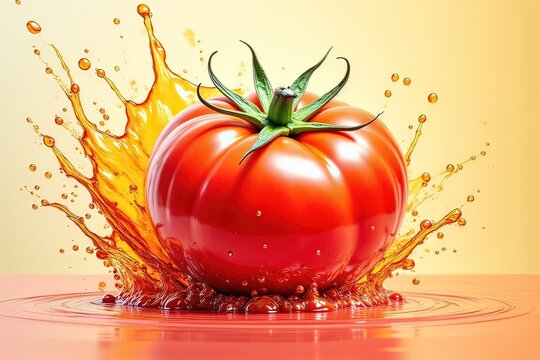 pomodoro fra schizzi d'acqua