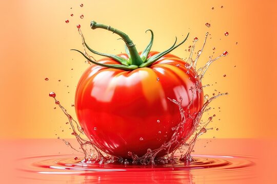 pomodoro fra schizzi d'acqua