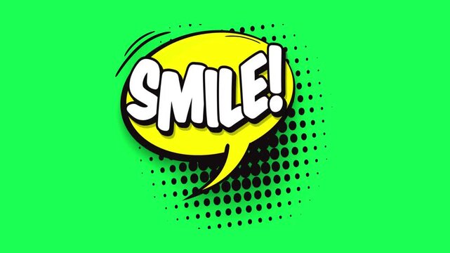 Comic book style speech bubble with the word smile