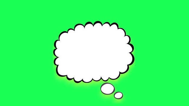 Blank comic book thought bubble on a vibrant green background