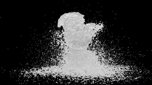 Water Splash Breakdance Character Front View with Alpha Matte