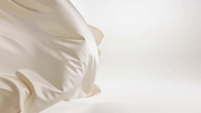 White silk fabric ripples and folds