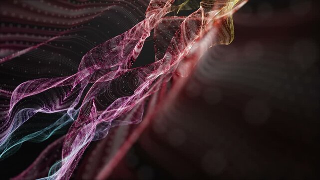 Fantastic video animation with particle wave object in slow motion, 4096x2304 loop 4K