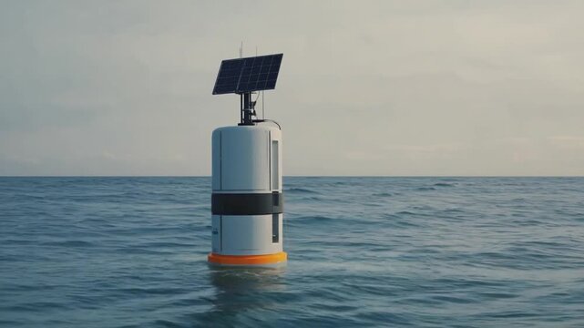 Buoy with a solar panel.