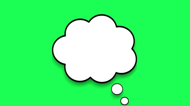 Blank white thought bubble on a vibrant green background