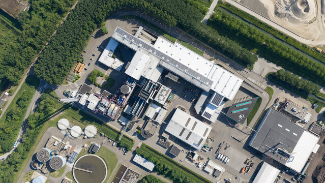 Aerial view of Waste Incineration Plant in Weurt near Nijmegen