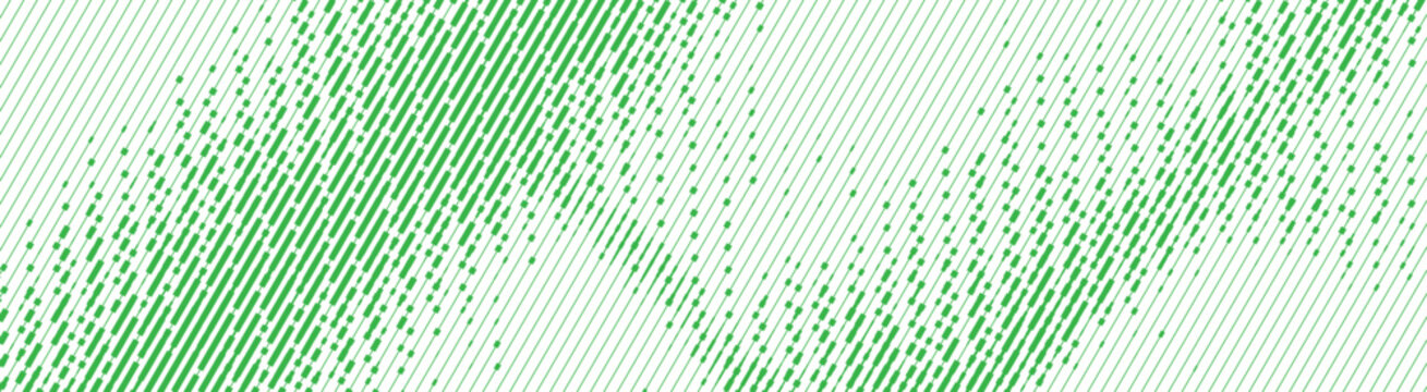 Abstract diagonal green linear geometric pattern with scattered pixel texture, modern decorative background and Vector Illustration