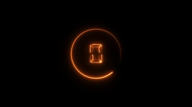5 to 1 second modern digital countdown timer neon light style on black background,5 seconds simple countdown timer. Circle countdown timer 5 sec animation.