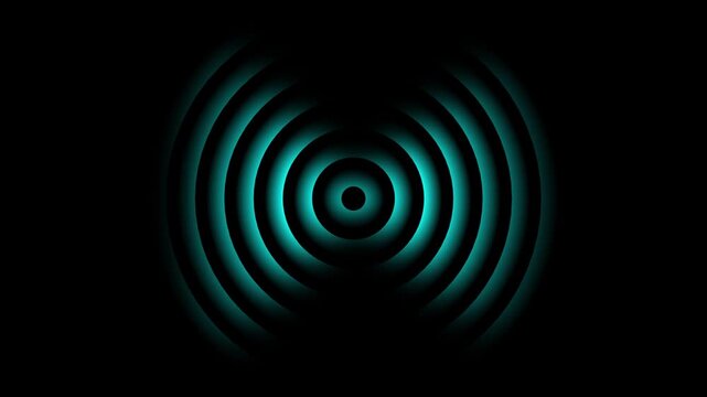 Abstract neon circle radio waves looping background. Abstract neon radio waves signal.Radio wave signal, radar concept.Radio waves seamless animation background video with alpha chanel.4k video