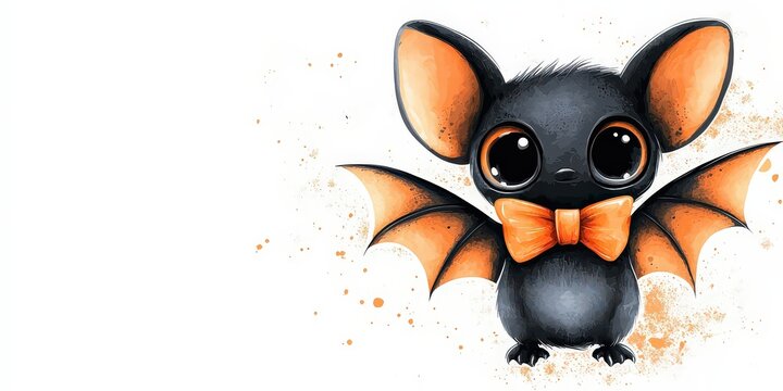 Cute bat illustration in watercolor style