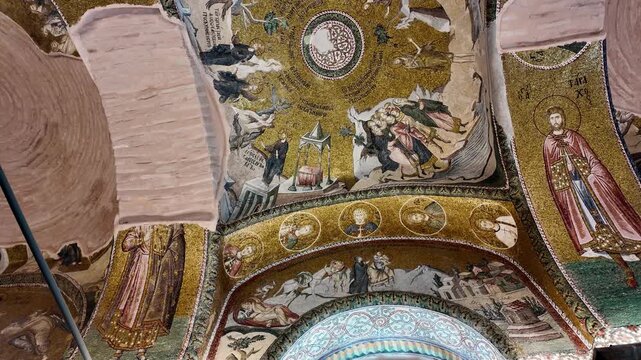 A view from the Kariye Mosque (The Chora Church ) in Istanbul, Turkey. This structure is one of the most visited places in the country.