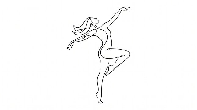Female figure dancing line drawing