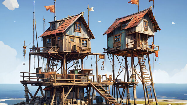 🏚️ Stylized Low Poly Beach House on Stilts 🏚️ 
