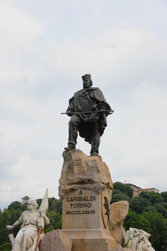 Turin, TO, Italy - June 2, 2025: statue of the leader GIUSEPPE GARIBALDI