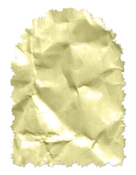 Cream Yellow Crumpled Paper Texture, Wrinkled Torn Paper Sheet, Soft Vintage Craft Background, Arched Cutout