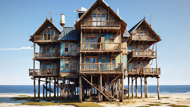🏚️ Stylized Low Poly Beach House on Stilts 🏚️ 