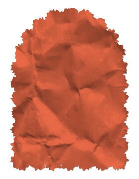 Burnt Orange Crumpled Paper Texture, Wrinkled Torn Paper Sheet, Warm Terracotta Craft Background, Arched Cutout