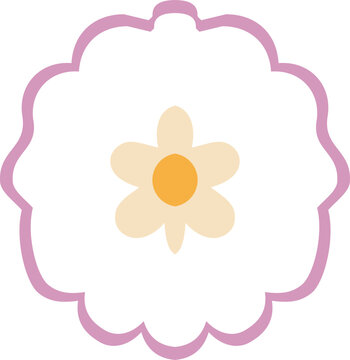flower with a cream blossom center in flat vector style, designed as a decorative Day of the Dead sugar skull eye element isolated