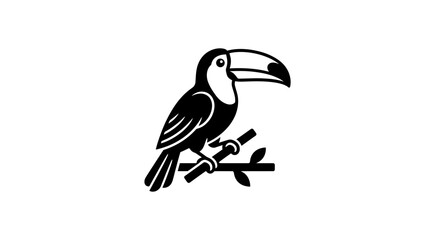 Obraz premium Minimalist black and white toucan bird icon