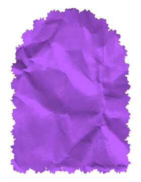 Violet Crumpled Paper Texture, Wrinkled Torn Paper Sheet, Vibrant Purple Craft Background, Abstract Isolated Cutout