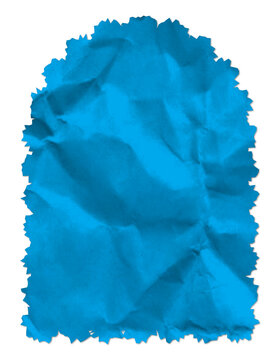 Turquoise Crumpled Paper Texture, Wrinkled Torn Paper Sheet, Vibrant Cyan Craft Background, Abstract Isolated Cutout