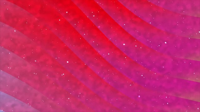 Abstract background with diagonal stripes and sparkling particles in vibrant pink and red.