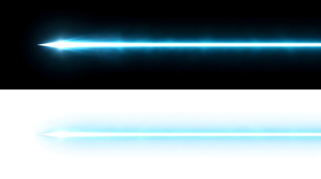 Blue laser beam splitting black and white background diagonally, futuristic light technology and contrast concept for abstract designs