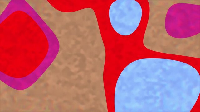 Abstract background with flowing organic shapes in vibrant red blue and brown colors.